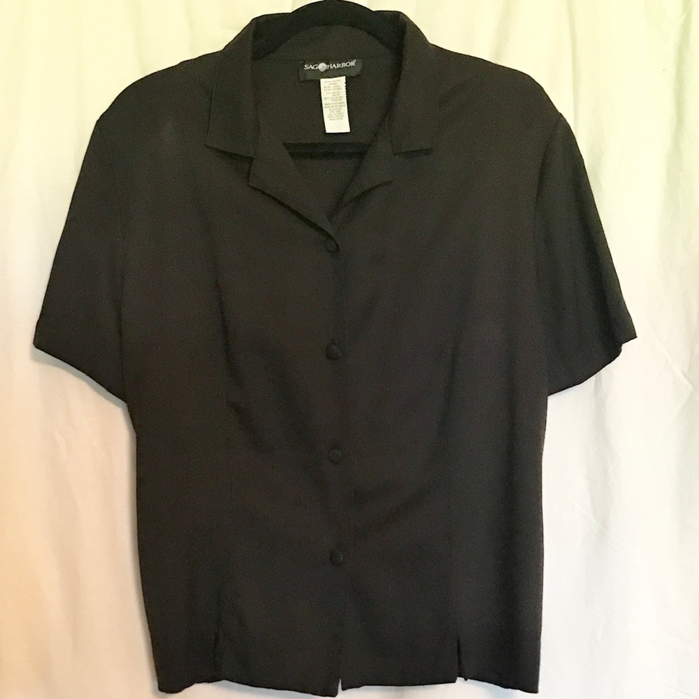 EUC Sag Harbor button-down tie-back short sleeve blouse. Size XL
